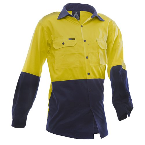 170 Gsm Cotton Shirt, Long Sleeve, Yellow/Blue, D-Size 8Xl