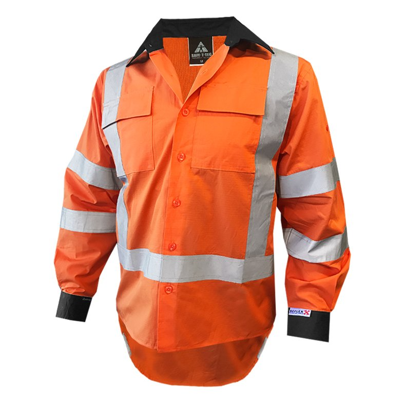 Rip Stop 155Gsm Cotton Ls Shirt, Ttmc-W, O/Black-Size 2Xl