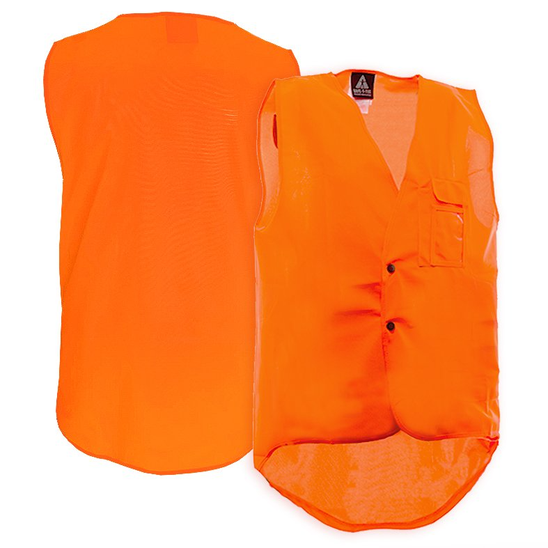 Hi-Vis Vest, Domed, Day Only, Orange-Size L