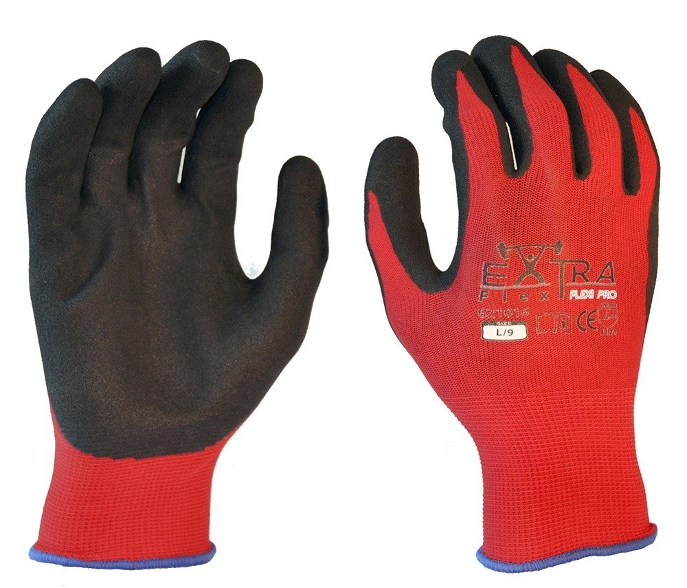 Flexi Pro, Black Sandy Latex, Red Nylon Liner-Size S