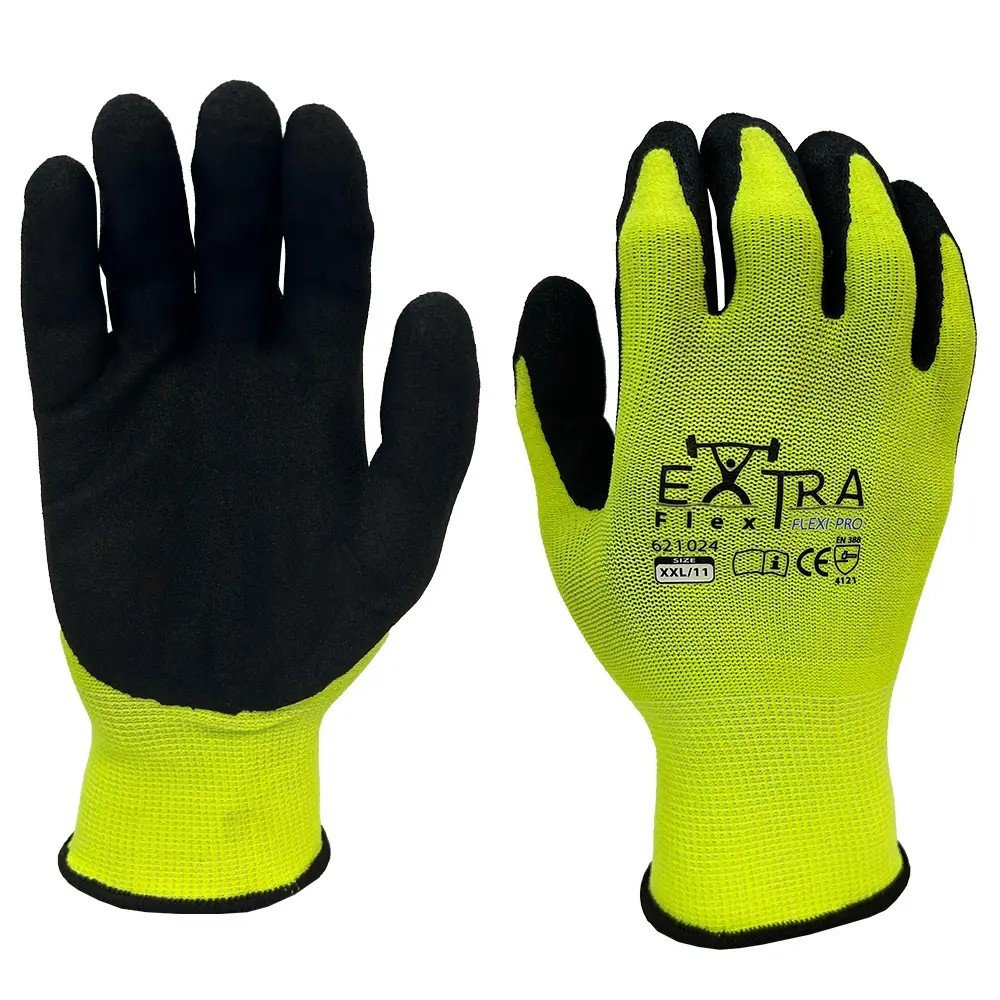 Flexi Pro Black Sandy Latex, Fluro Yellow Nylon-Size 2Xl