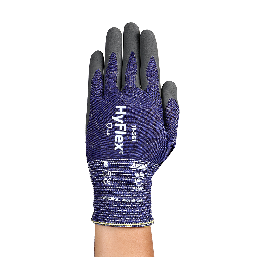 Ansell Hyflex 11-561 Nitrile-Coated Cut Resistant Gloves – Lightweight and Durable - M