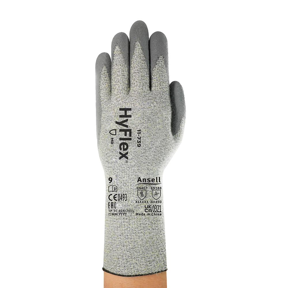 Ansell Hyflex 11-739 PU-Coated Cut Resistant Gloves – Long Cuff Cut Protection - S