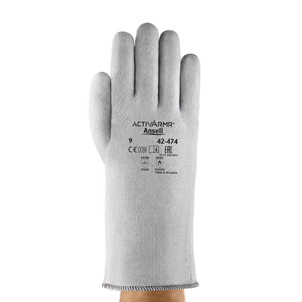Ansell ActivArmr 42-474 Polyester and Polycotton Heat-Resistant Gloves – Hand and Wrist Protection - XL