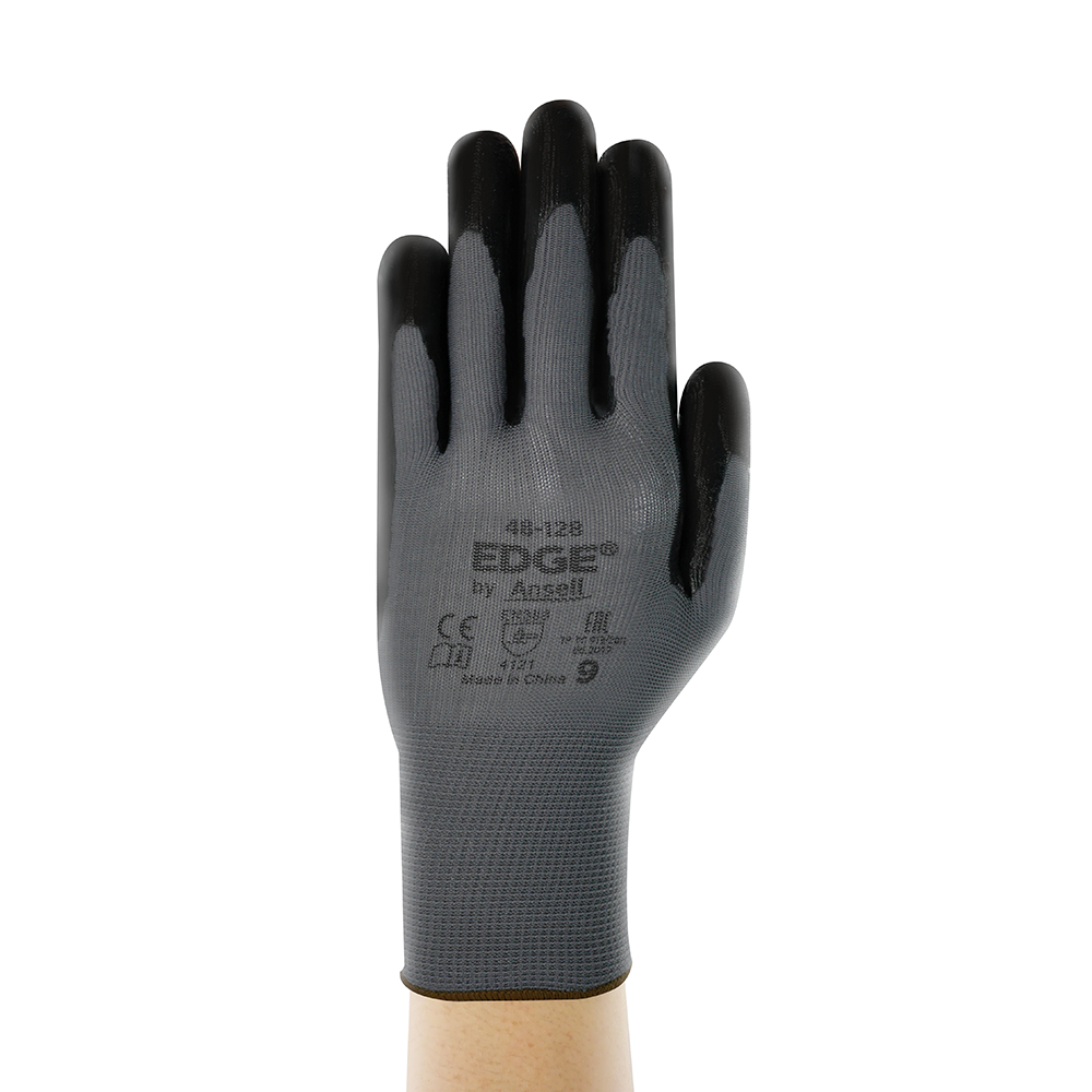 Ansell Edge 48-128 Nitrile-Coated Work Gloves – Improved Grip, Cushioning, and Abrasion Resistance - XS