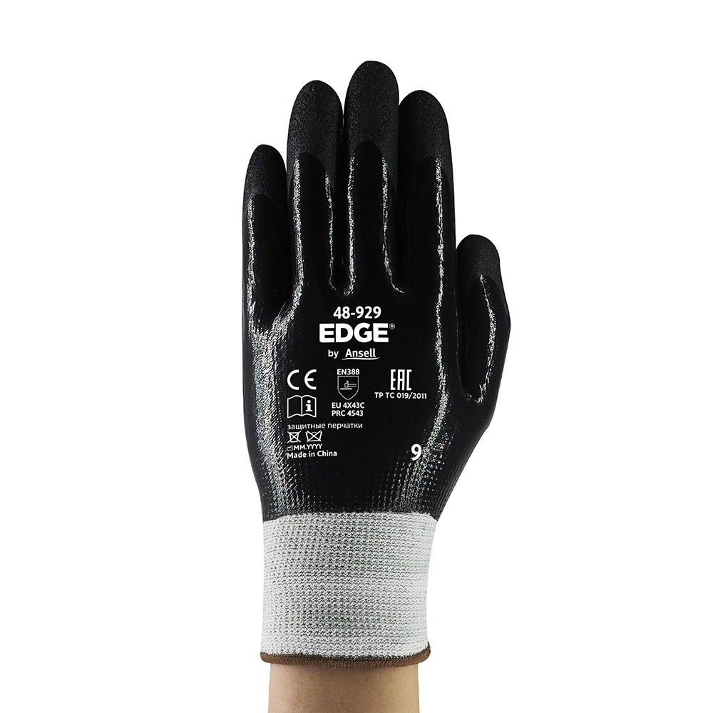 Ansell Edge 48-929 Nitrile-Coated Cut Resistant Gloves – Durable Coating and Grip for Oily Environments - S