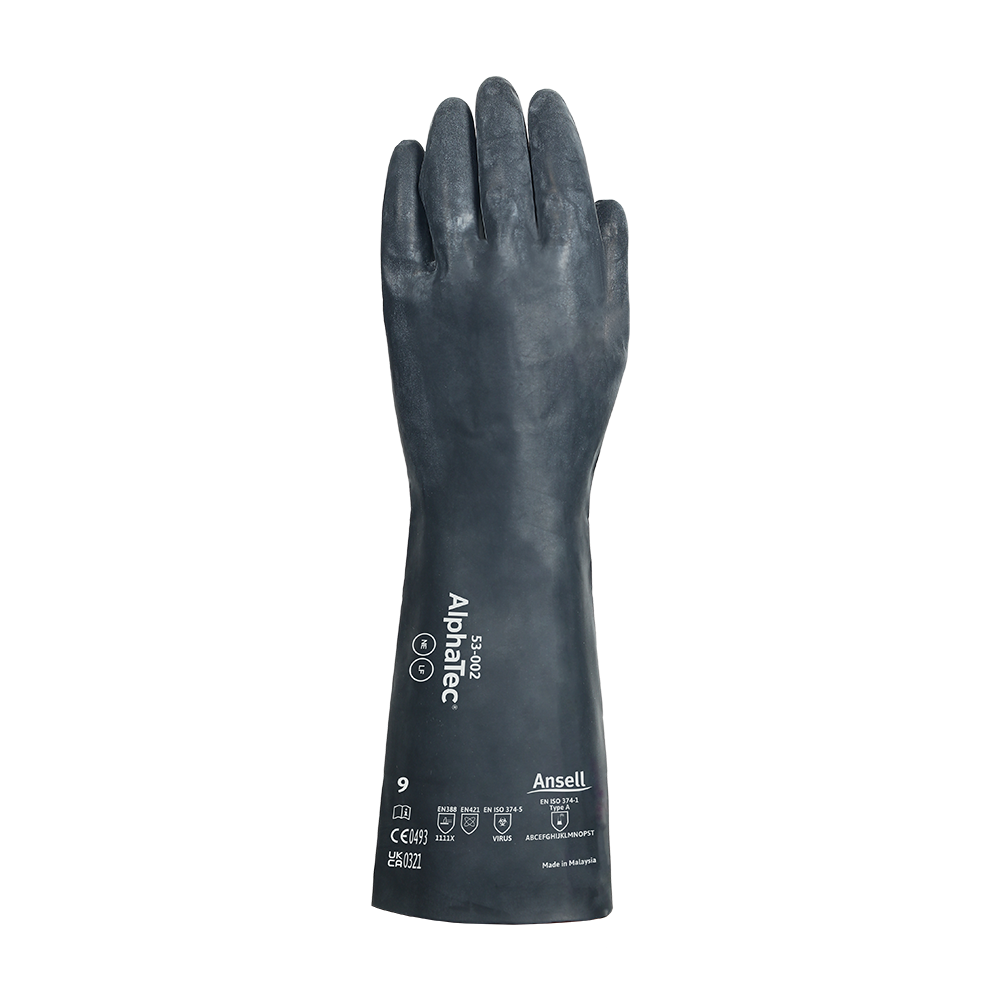Ansell AlphaTec 53-002 Neoprene Chemical Gauntlet Gloves – Extensive Chemical Protection - M