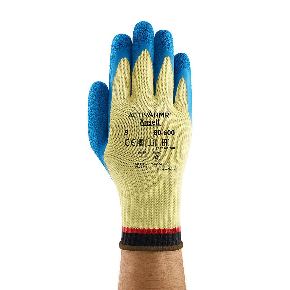 Ansell ActivArmr 80-600 Latex-Coated Cut Resistant Gloves – Excellent Comfort and Grip - XL
