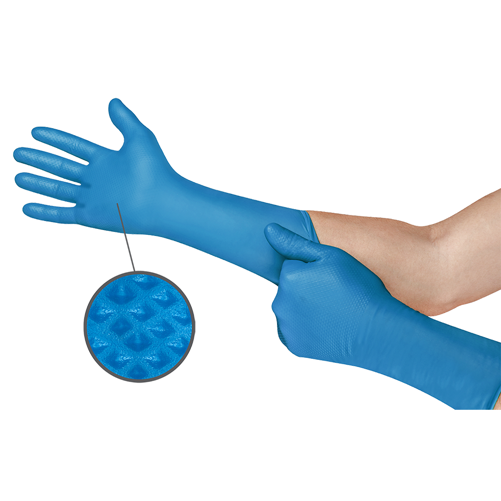 Ansell MicroFlex 93-283 Mega Textured Nitrile Disposable Gloves for Wet, Fatty Foods, or Oily Handling - M