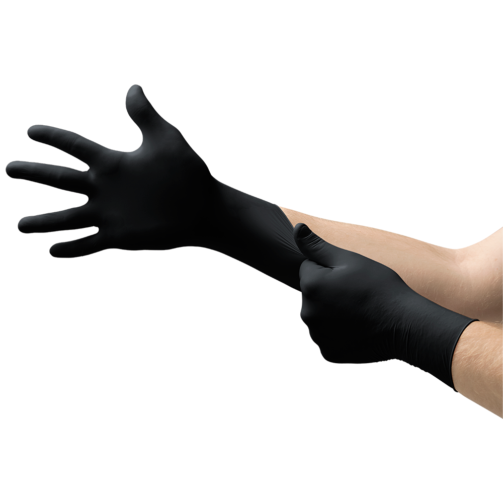 Ansell MicroFlex 93-852 Black Nitrile Fully Textured Disposable Gloves - S