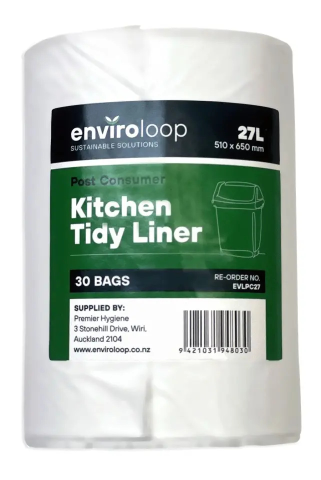 27L Post Consumer Rubbish Bag White - Enviroloop
