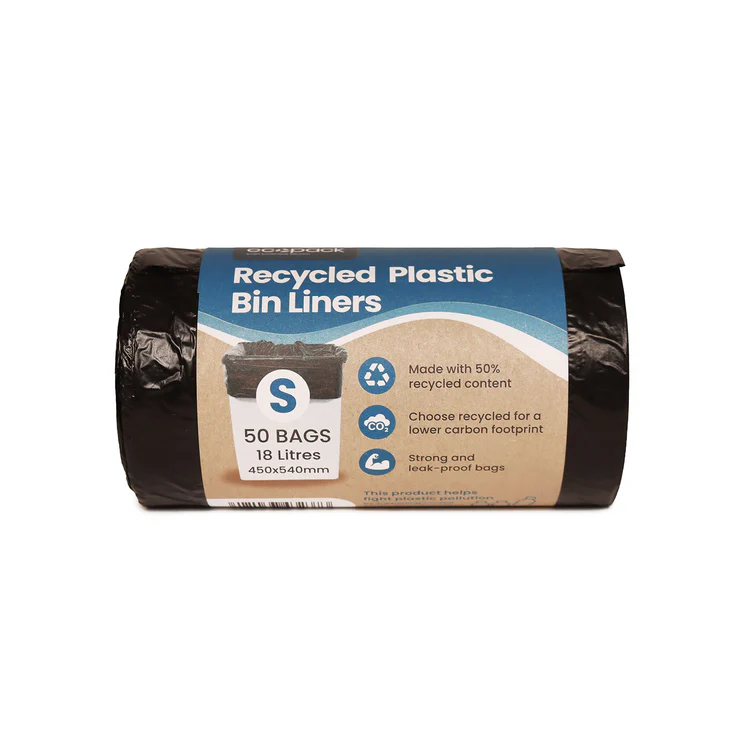18L Small Recycled Plastic Bin Liners (Black) Carton 1000 - Ecopack
