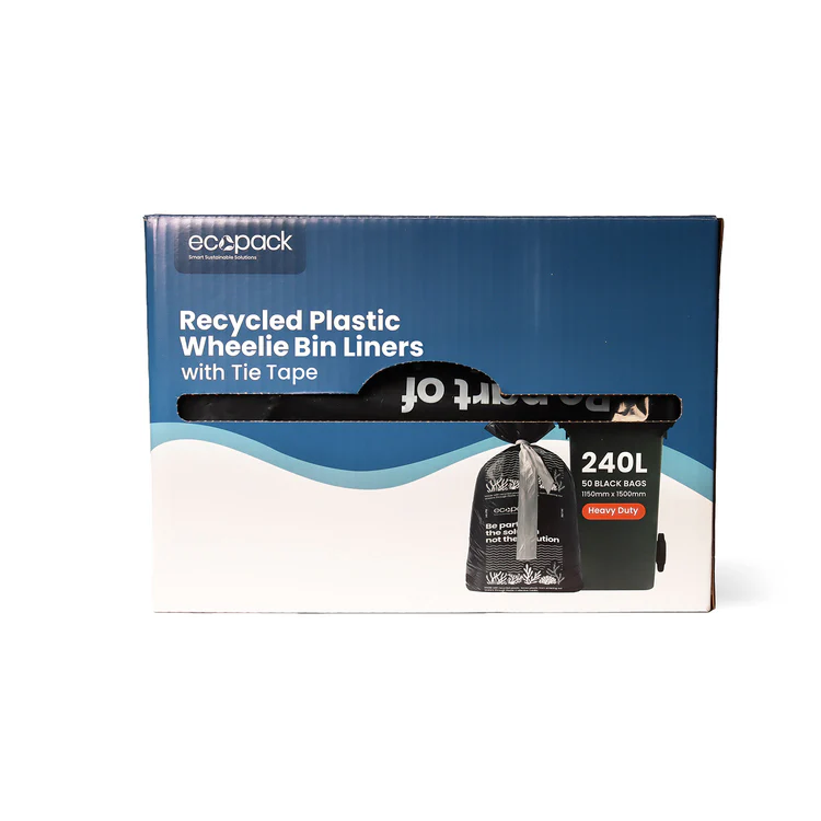 240L Recycled Plastic Wheelie Bin Liners HD (Black) with Tie-tape 1150x1500 - Ecopack