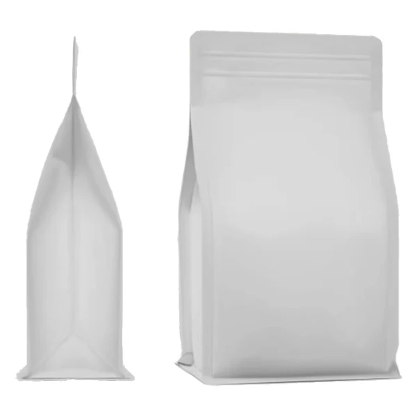 Flat Bottom Pouch with Zipper & Valve, 250gm White Matt