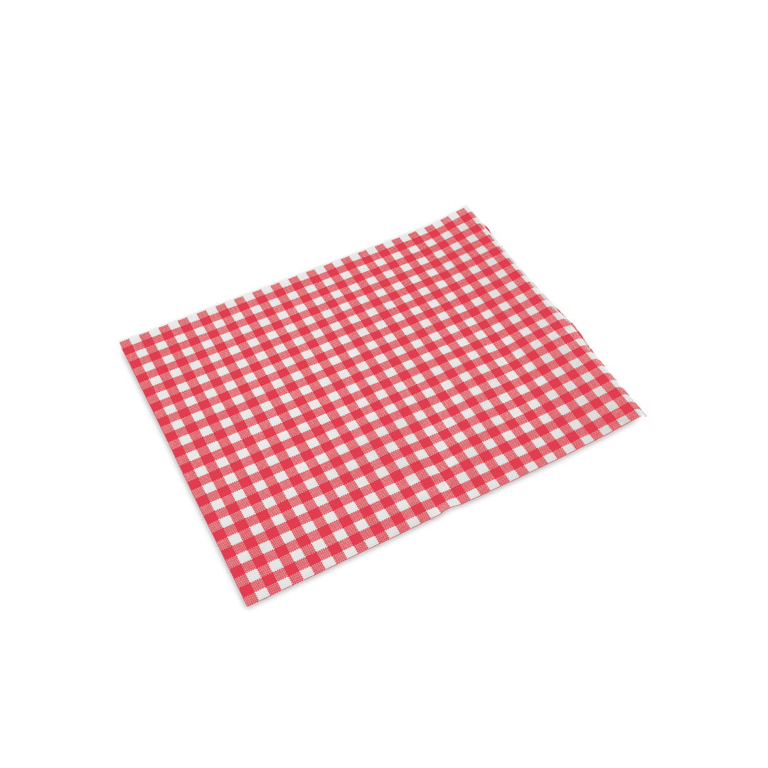 Wrap BL greaseproof 1/2 red gingham dispenser red gingham 400 x 330 - Detpak