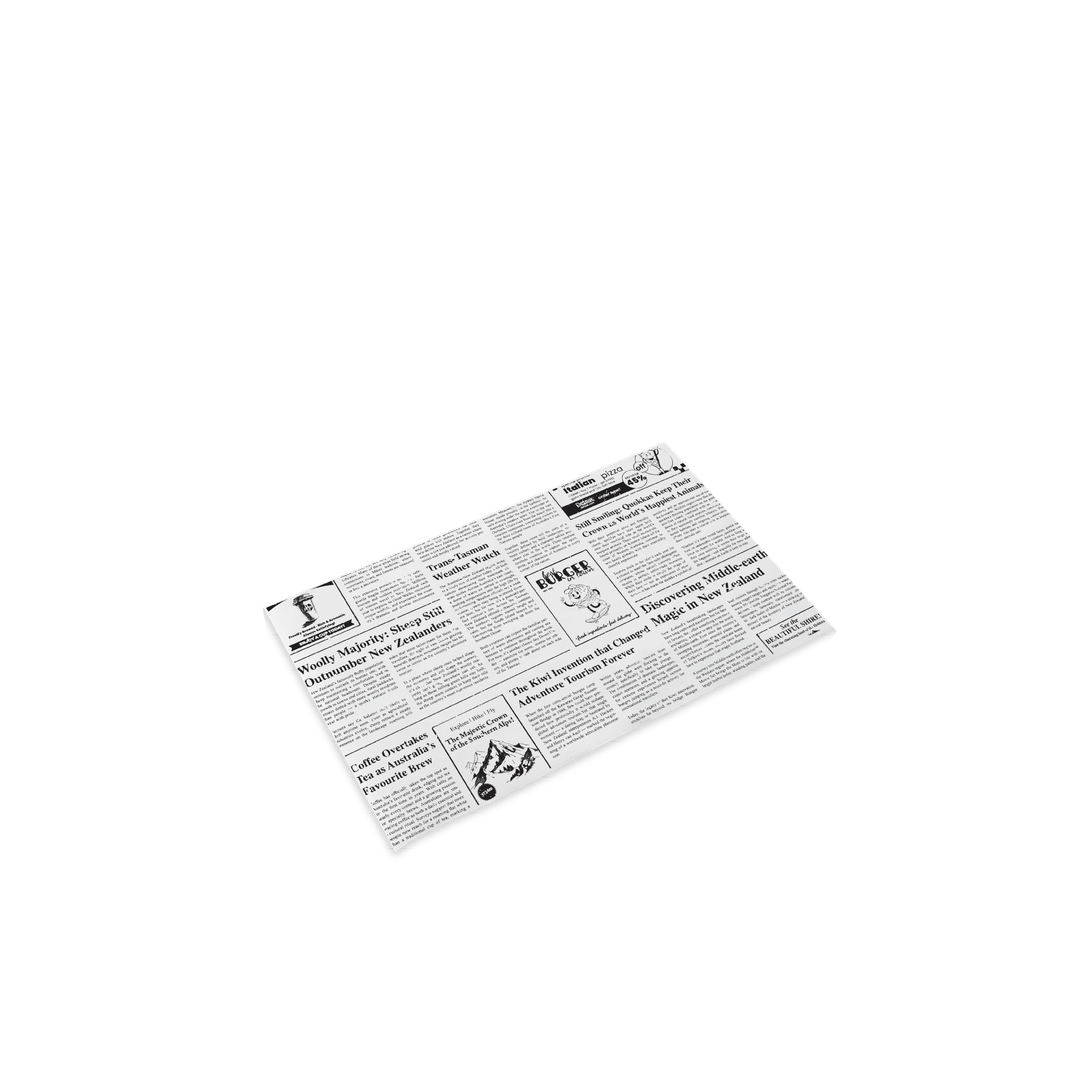 Wrap BL grease proof 1/4 newsprint dispenser newsprint 200 x 330 - Detpak