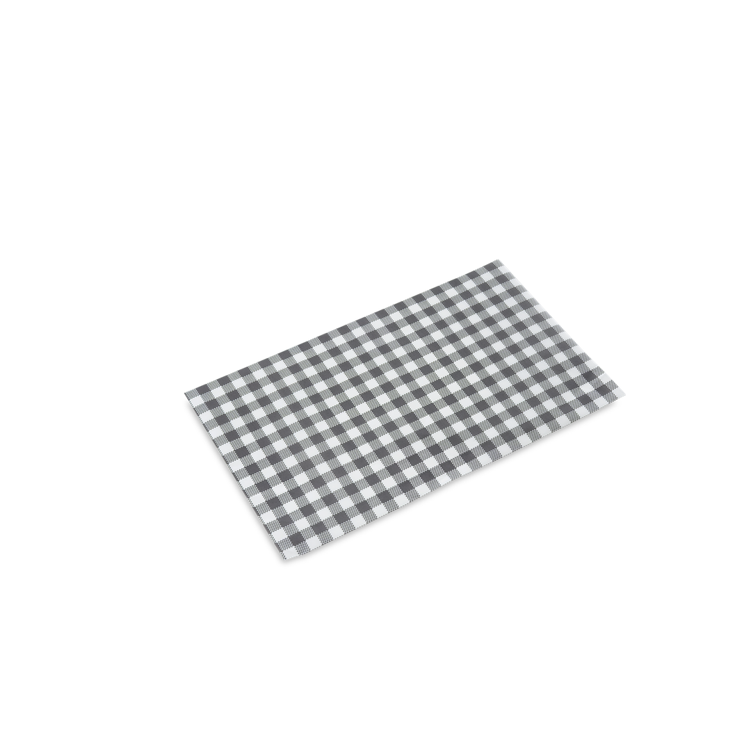 Wrap BL greaseproof 1/4 black gingham dispenser black gingham 200 x 330 - Detpak