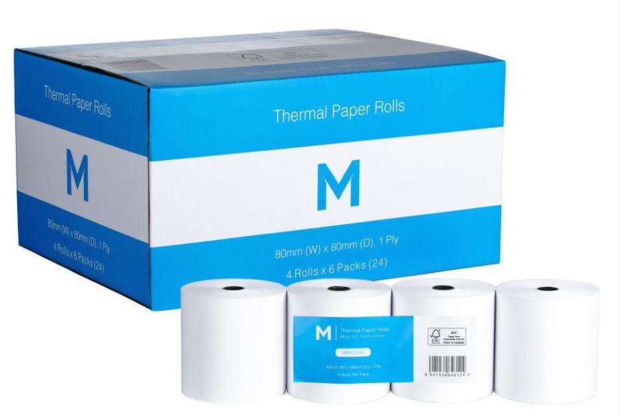 Thermal Paper Roll - White, 80mm x 80mm, 1 Ply, FSC® Mix *Cash Register