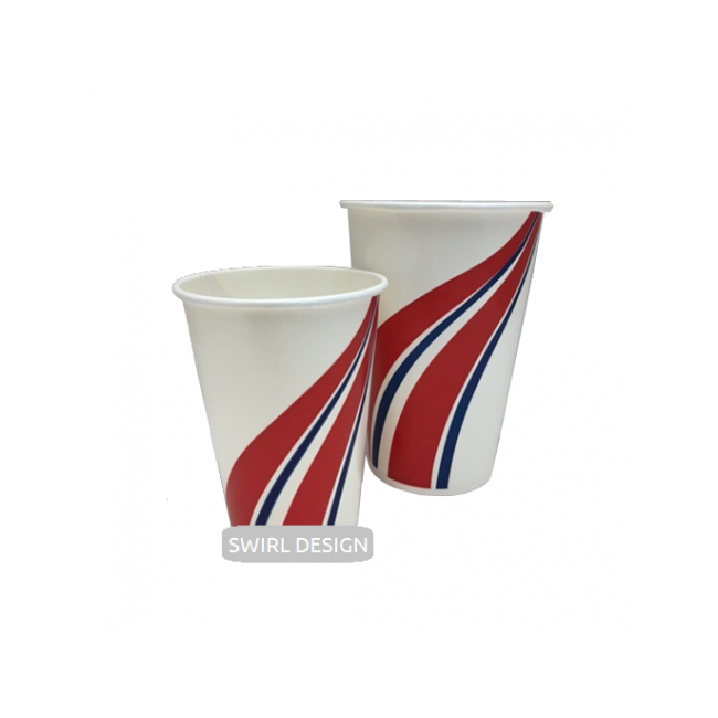 Paper cold cups white with swirl 650ml