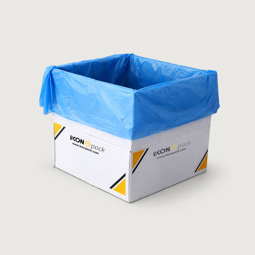 FS6 carton liner 22 micron - blue, 635 x 380 x 635 mm - Carton 500 - IKON