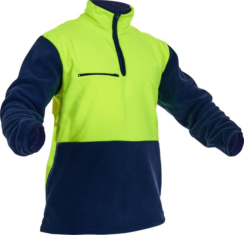 Caution hi-vis day-only polar fleece half-zip tunic, yellow/navy, size XL