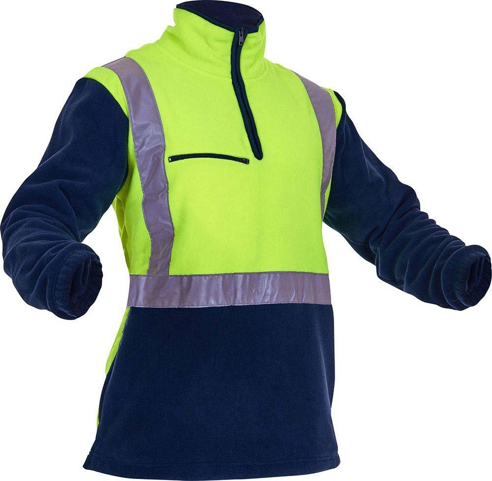 Caution hi-vis day/night polar fleece half-zip tunic, yellow/navy, size L