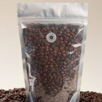Coffee beans in pouch with valve