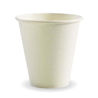 8oz Coffee Cups White (90mm) Single Wall - BioPak