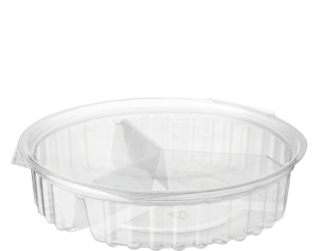 Eco-Smart' Clearview 3 Compartment Bowls 20 oz Hinged Flat Lid,  Clear - Castaway