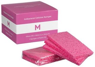 Antibacterial Cellulose Sponges - Pink, 100mm x 150mm x 10mm, Pack 15 - Matthews
