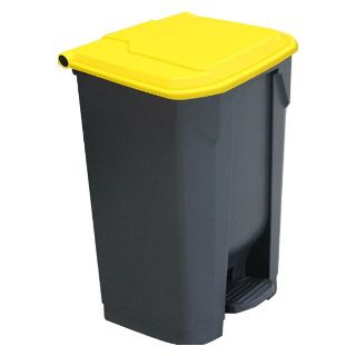 80L Pedal Bin with Yellow Lid 