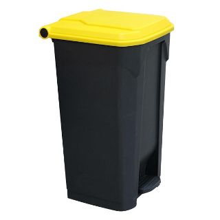 100L Pedal Bin with Yellow Lid