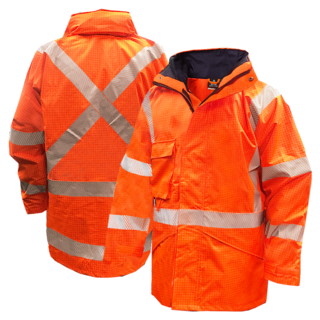 Hi Vis-Rain Jacket ,Flame Retardant, Orange Ttmc-Size S