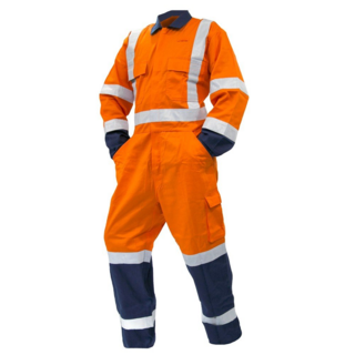 Overall Ls,240Gsm Poly/Cotton, Orange/Navy Ttmc-W-Size 7