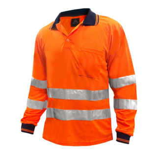 Polo Shirt, Ls, Orange, Tape Au Style-Size 4Xl