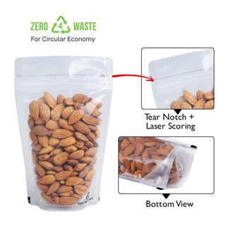 Stand up Pouch 150g Recyclable Clear w Zip no Valve 130w x 210h x (40 + 40)g