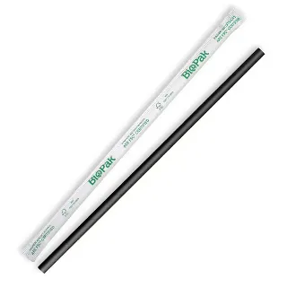 6mm Individual Wrapped Regular Black BioStraw Carton 2500